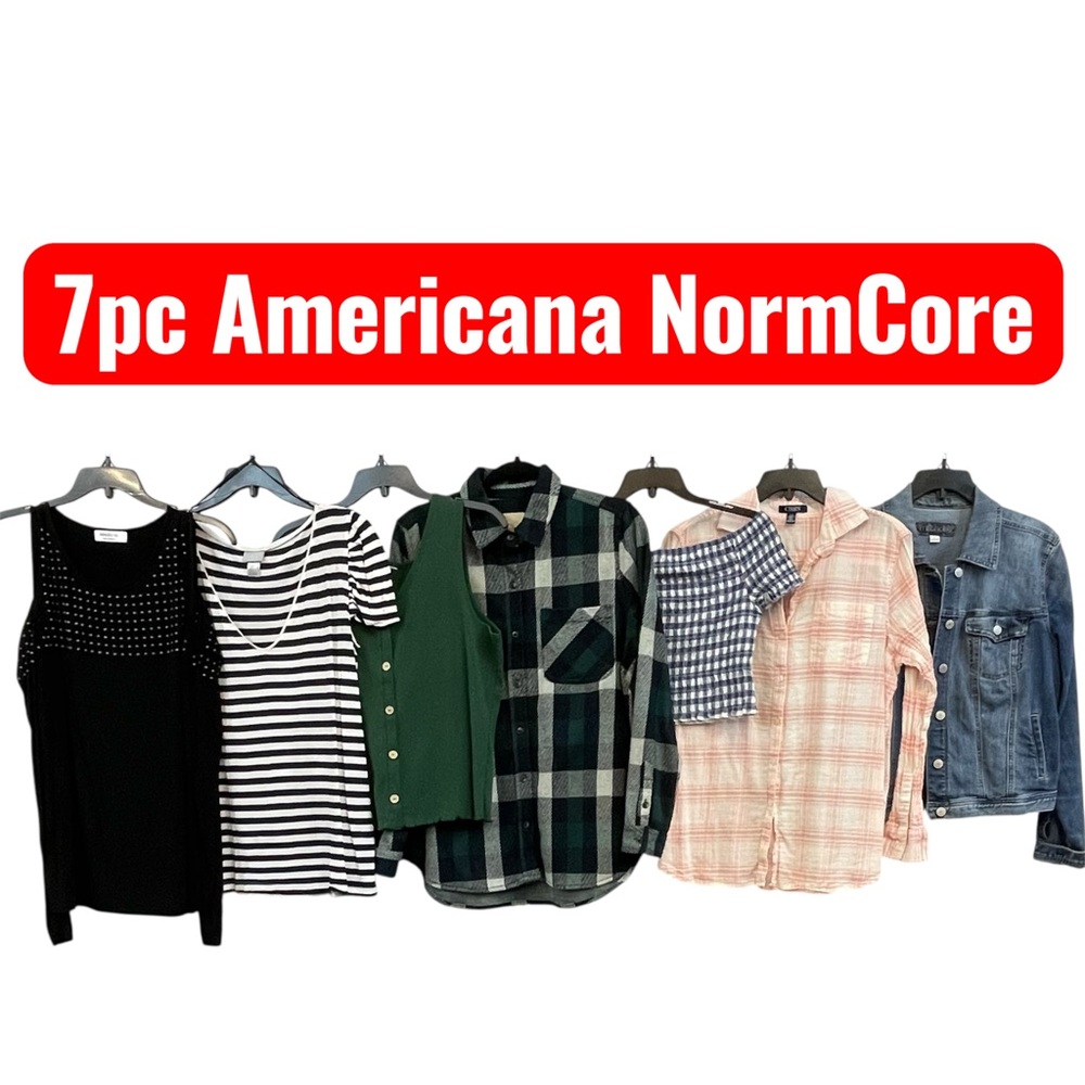 7pc Americana Grunge Indie Sleaze Casual NormCore Capsule Plaid Denim